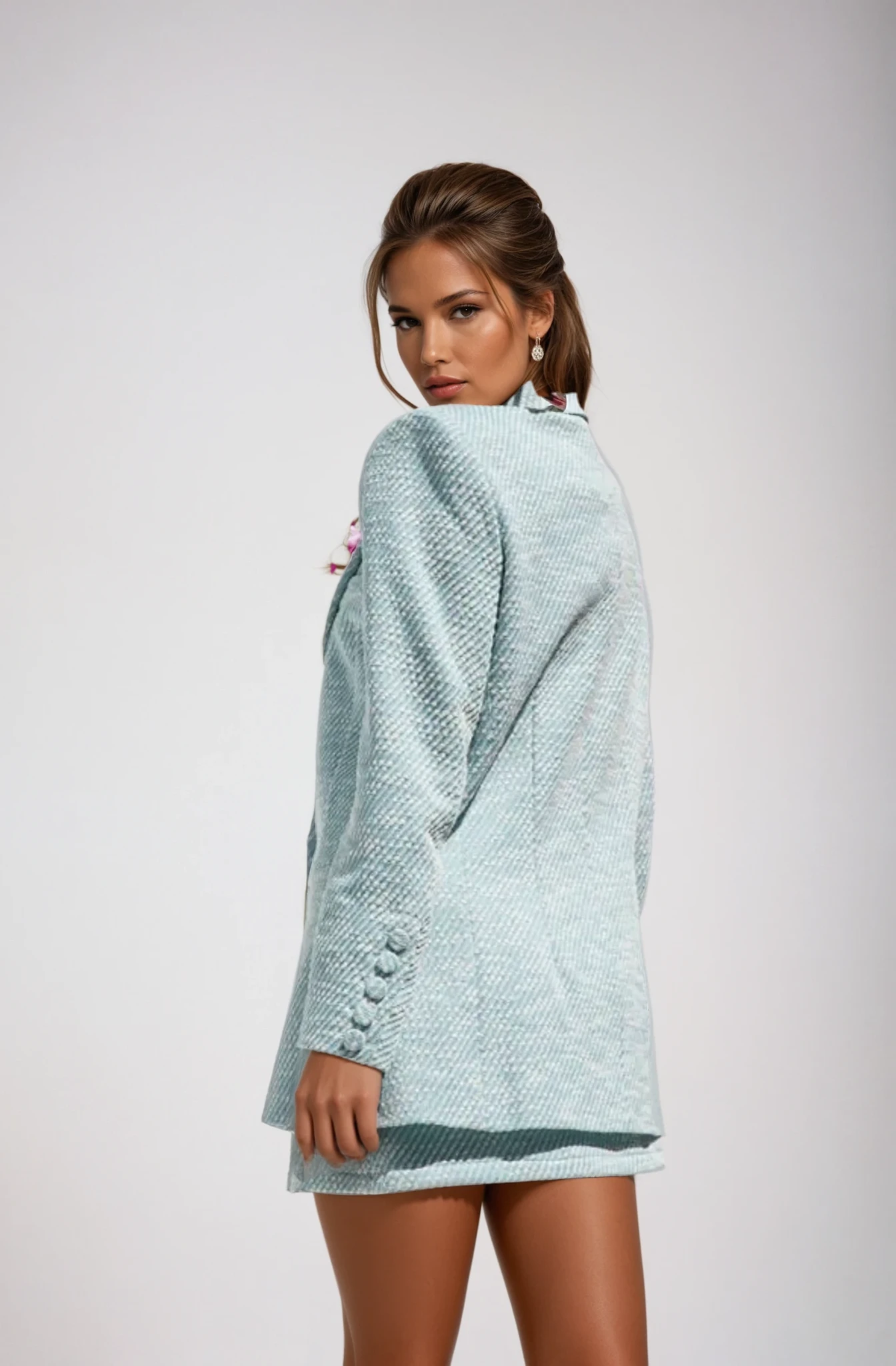 Icy Mint Textured Blazer Dress