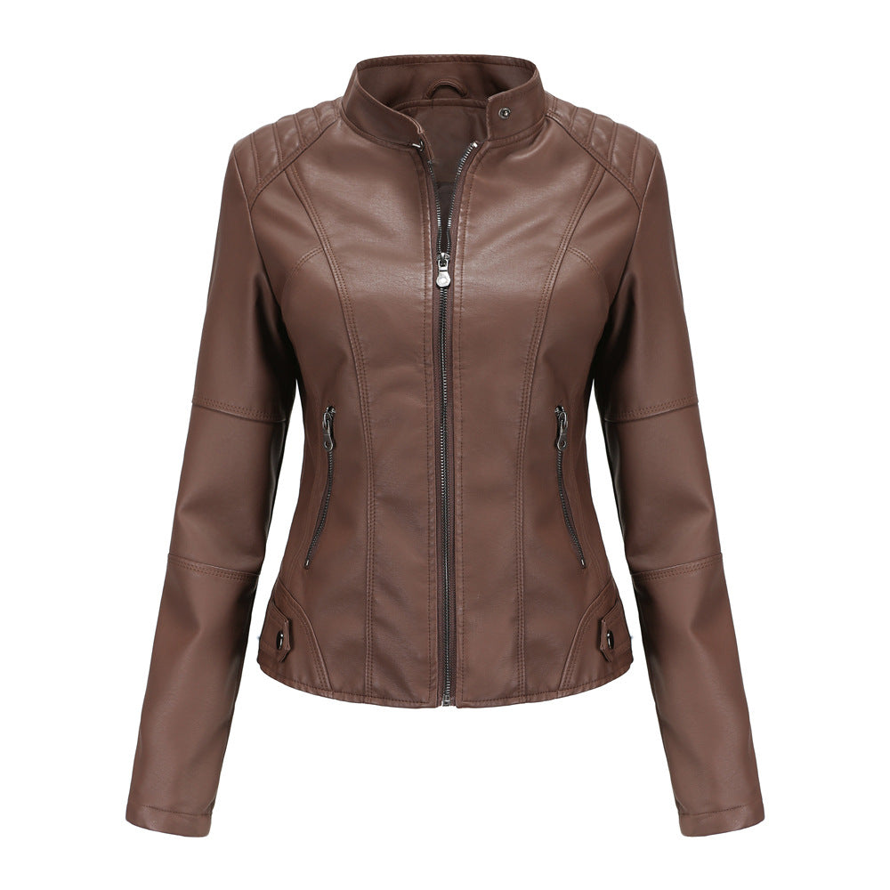 Women's leather jackets slim jackets