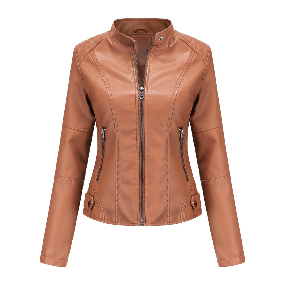 Women's leather jackets slim jackets