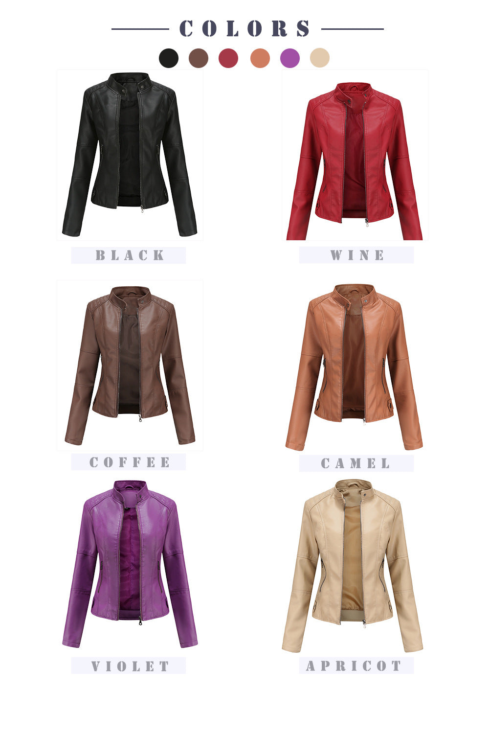 Women's leather jackets slim jackets