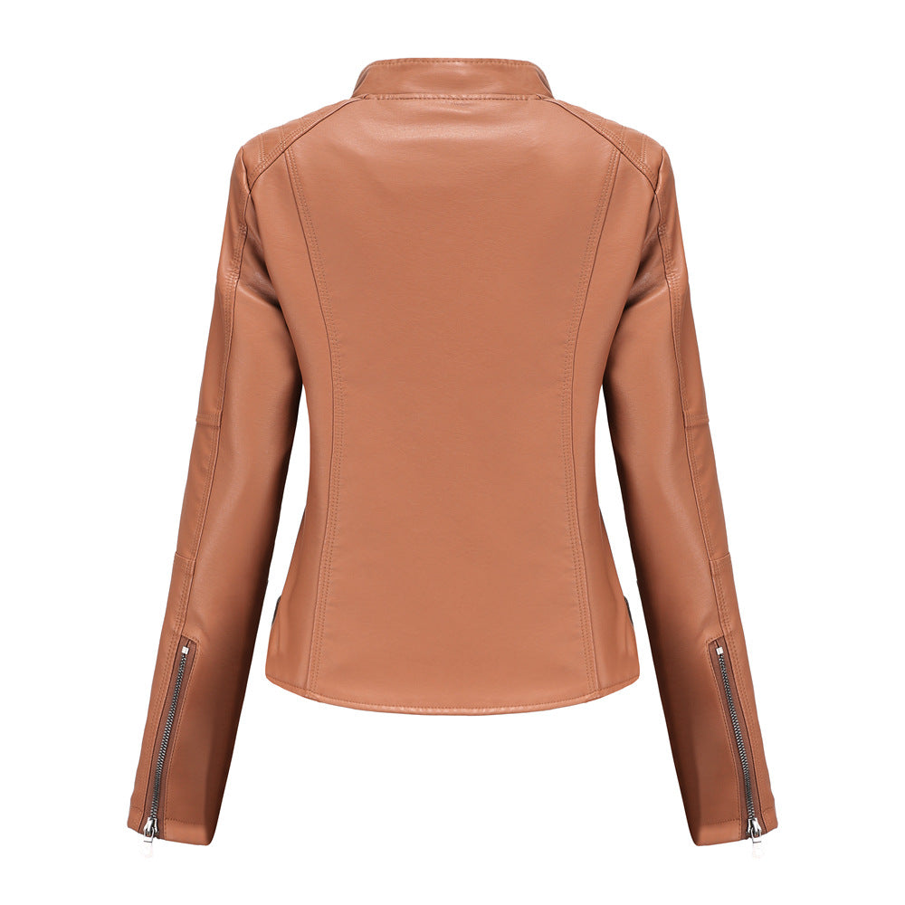 Women's leather jackets slim jackets