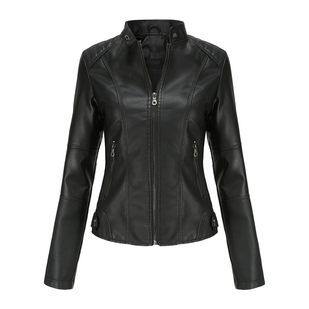 Women's leather jackets slim jackets