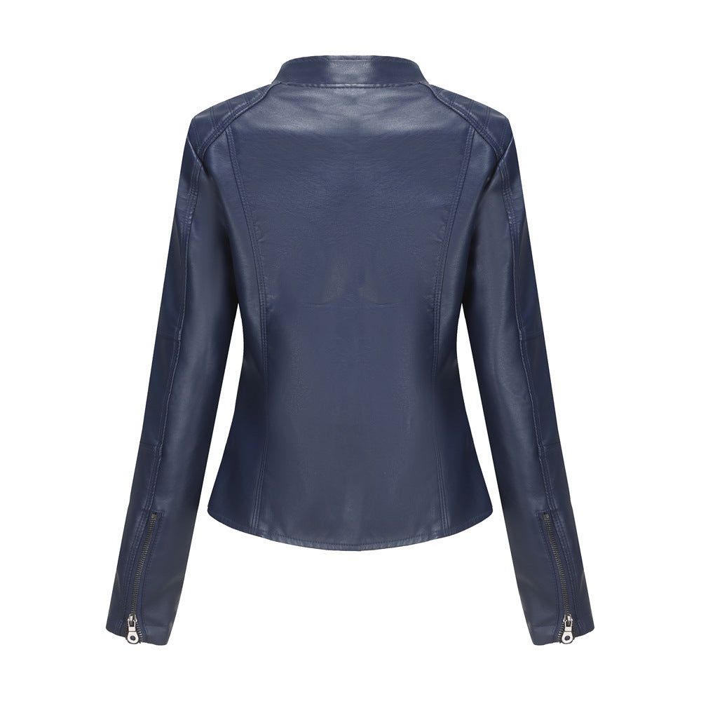 Women's leather jackets slim jackets