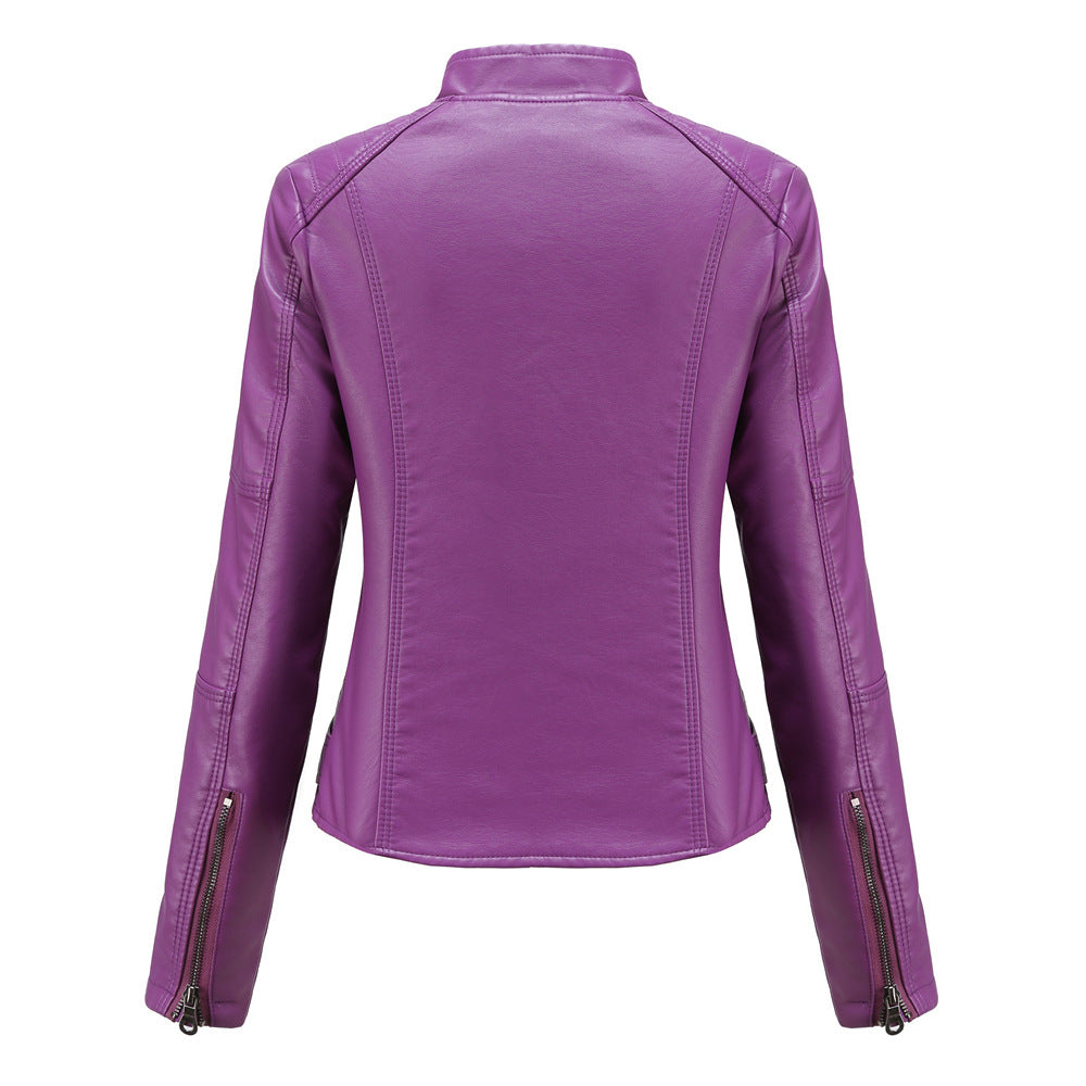 Women's leather jackets slim jackets