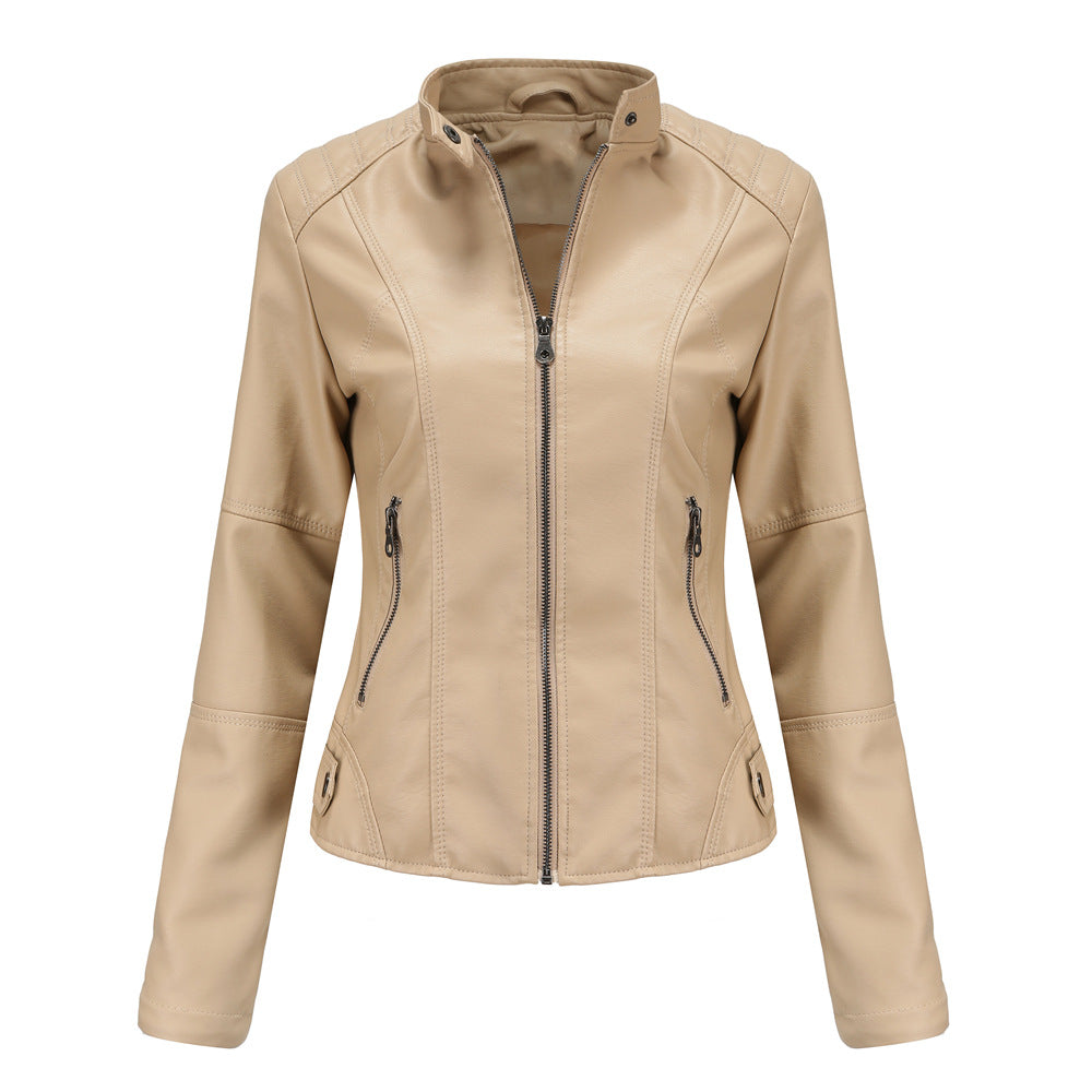 Women's leather jackets slim jackets