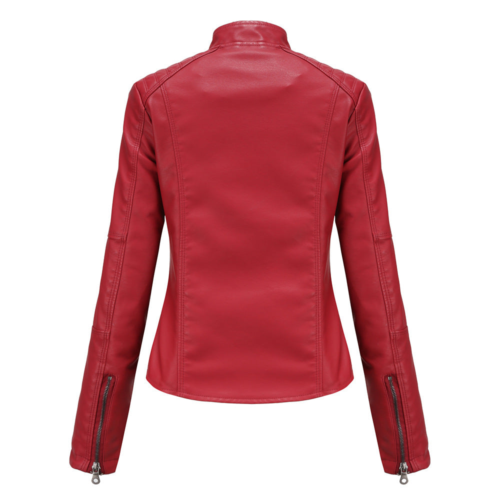 Women's leather jackets slim jackets