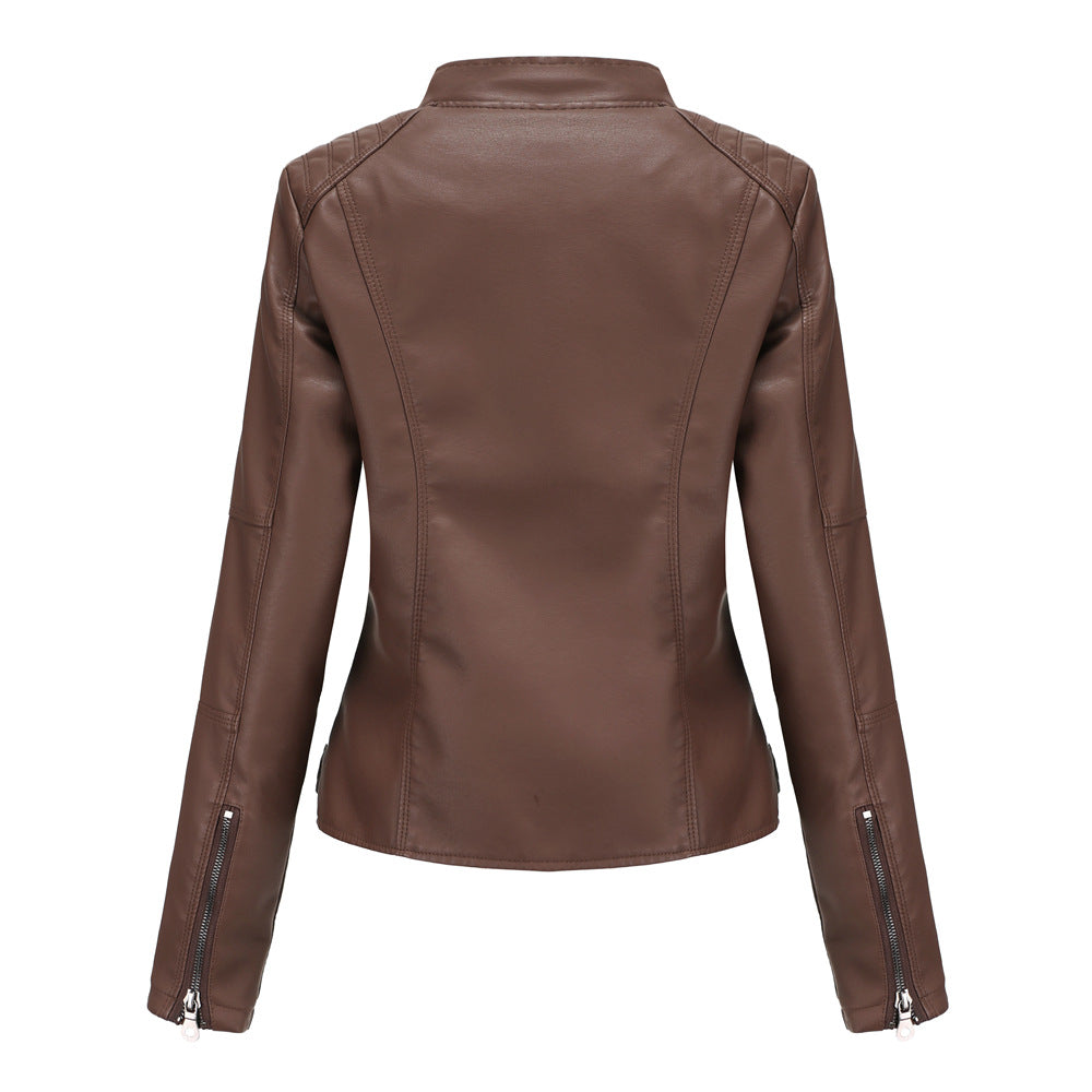 Women's leather jackets slim jackets