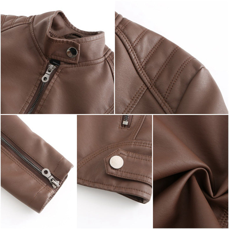 Women's leather jackets slim jackets