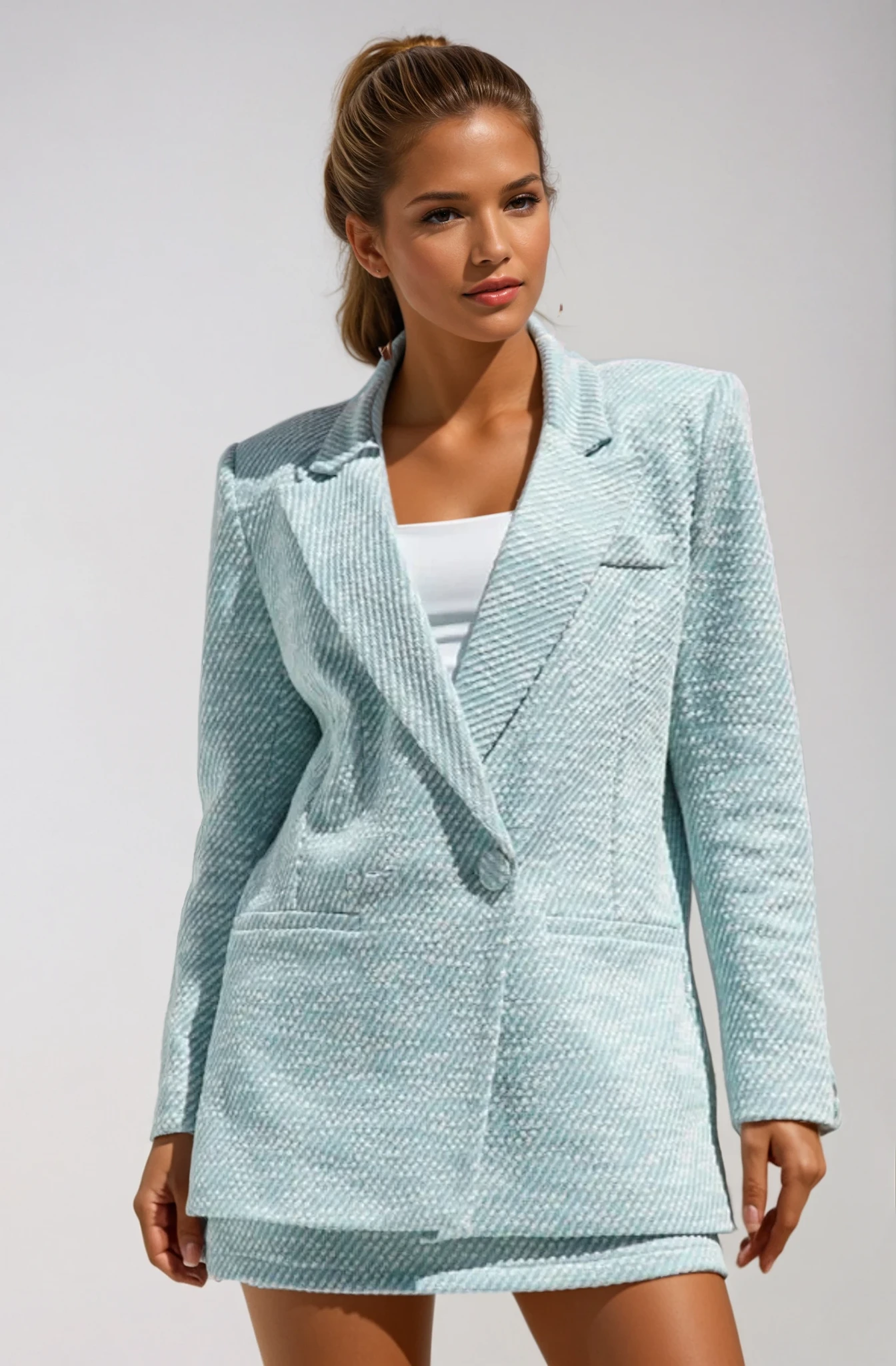 Icy Mint Textured Blazer Dress