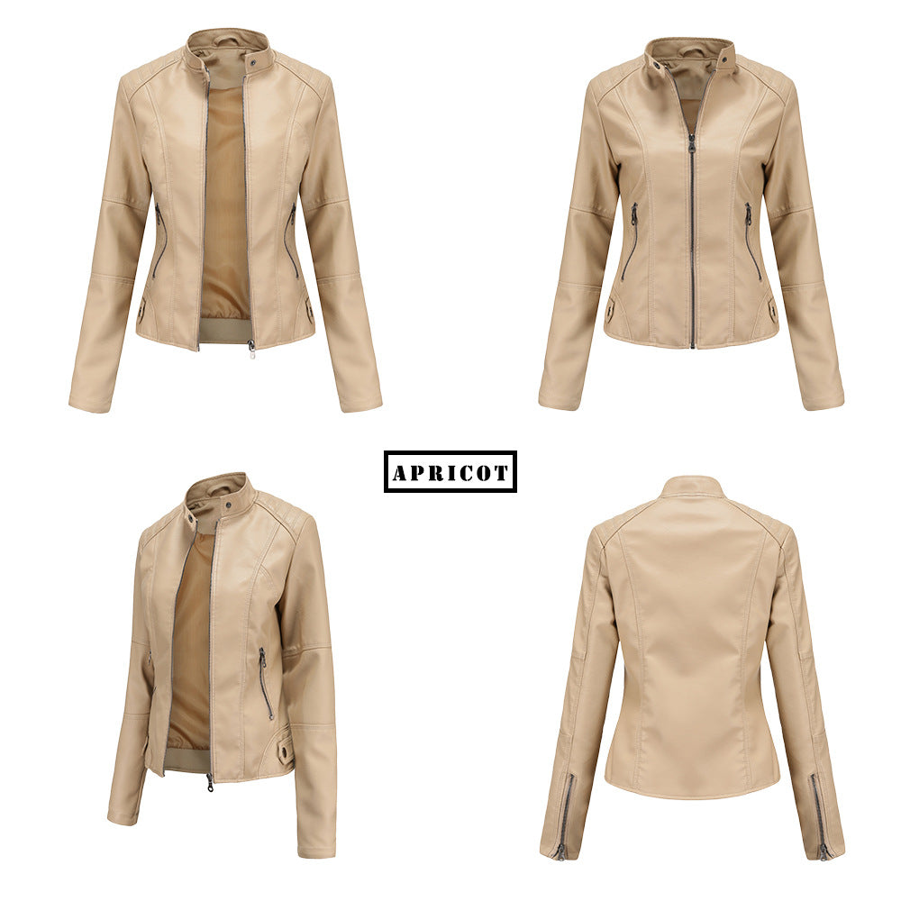 Women's leather jackets slim jackets