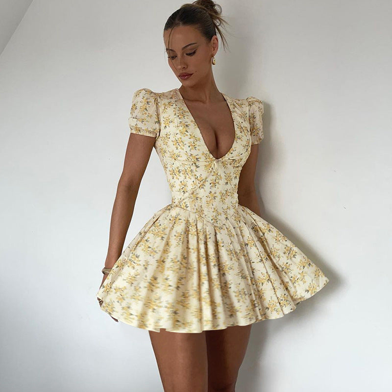 Bella Bloom Puff Sleeve Mini Dress