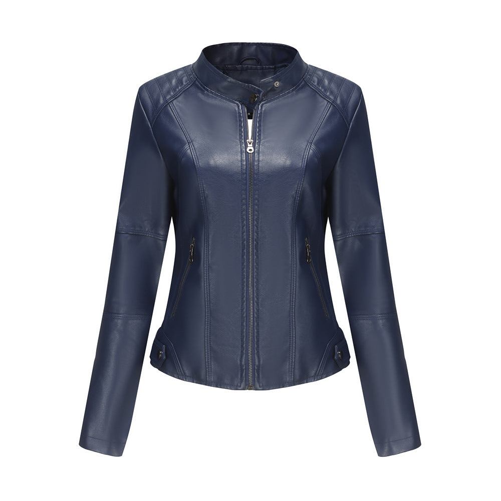 Women's leather jackets slim jackets