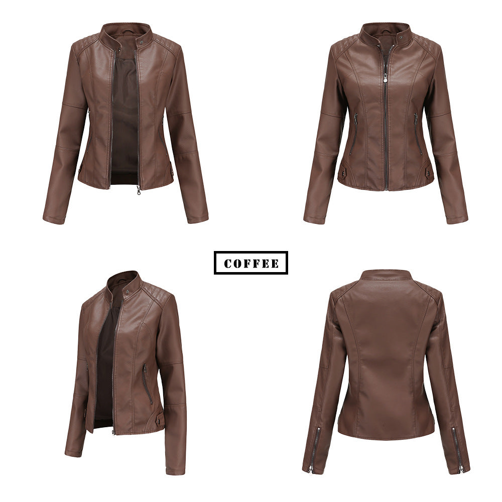 Women's leather jackets slim jackets