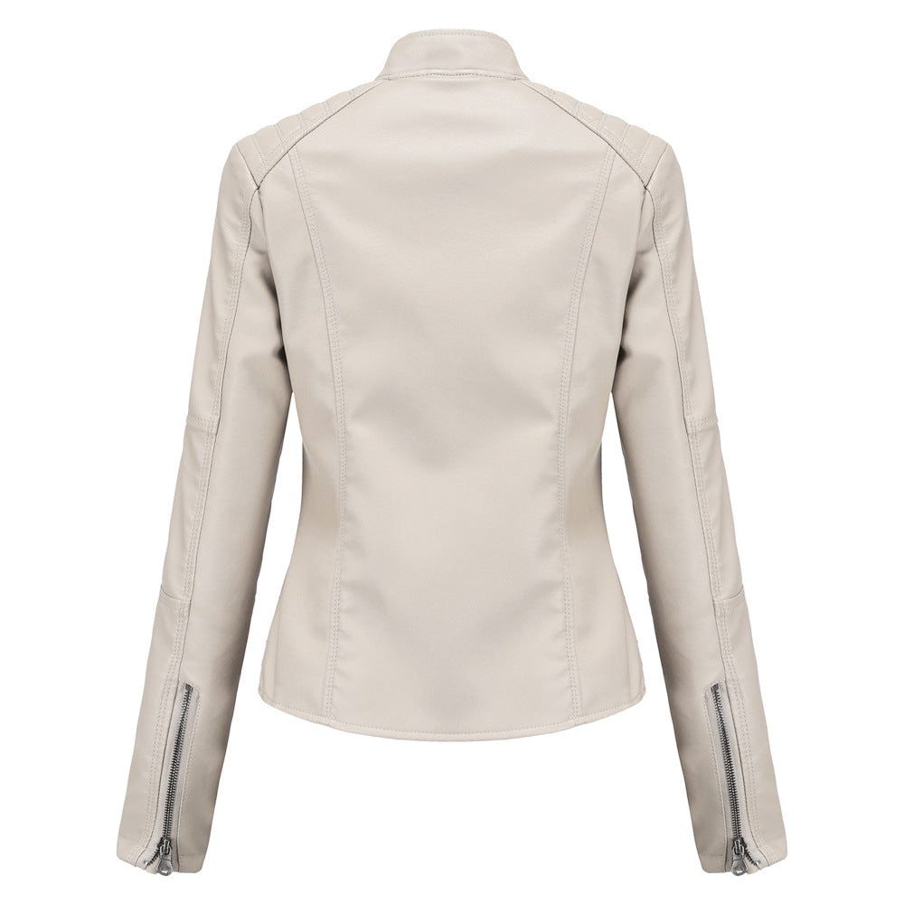 Women's leather jackets slim jackets