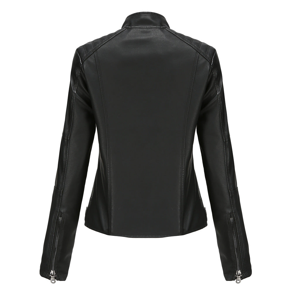 Women's leather jackets slim jackets