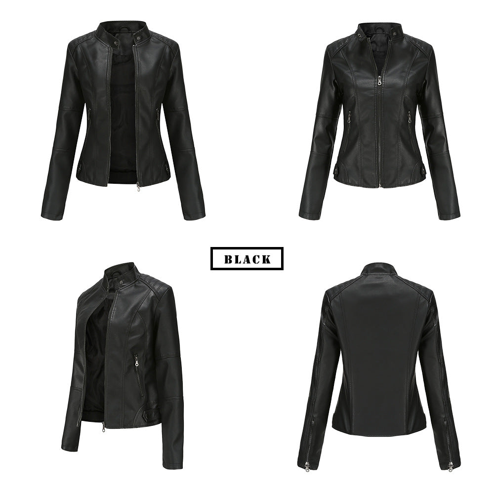 Women's leather jackets slim jackets