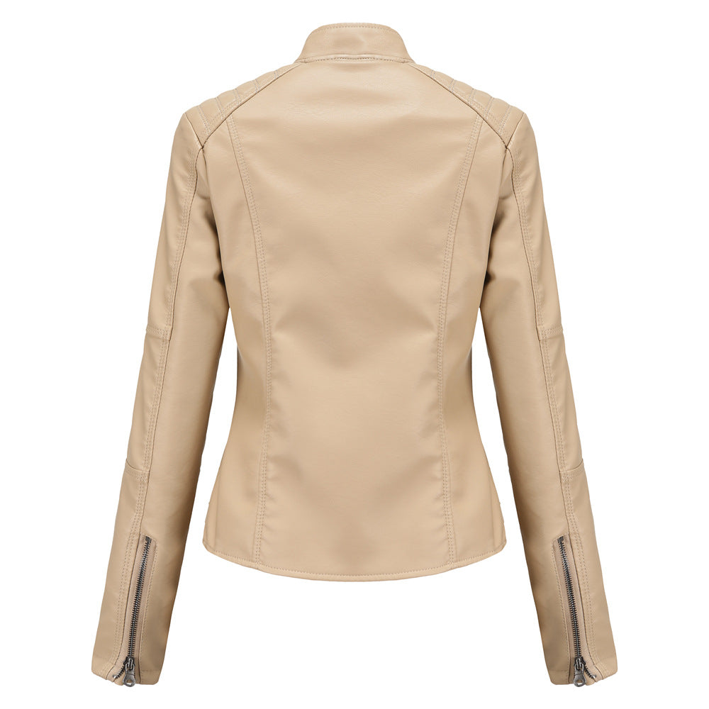 Women's leather jackets slim jackets