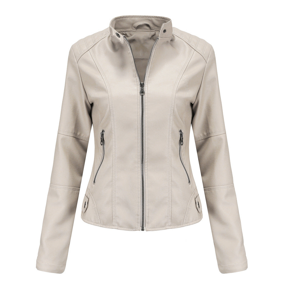 Women's leather jackets slim jackets